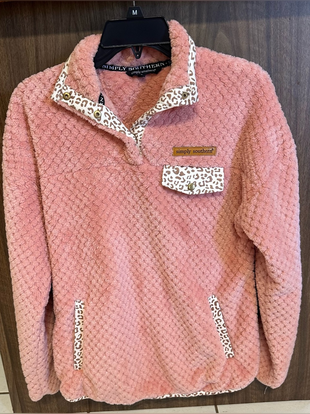 Simply Southern  Leopard Trim Fleece Pullover